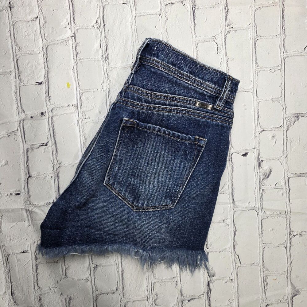 KANCAN Women's Sz 25/3.5 High Rise Distressed Frayed Button Fly Denim Shorts